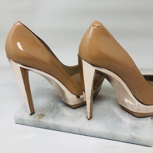 Brian Atwood Leonida Platform Cream Pump Shoe - Size 8 1/2 - NEVER WORN
